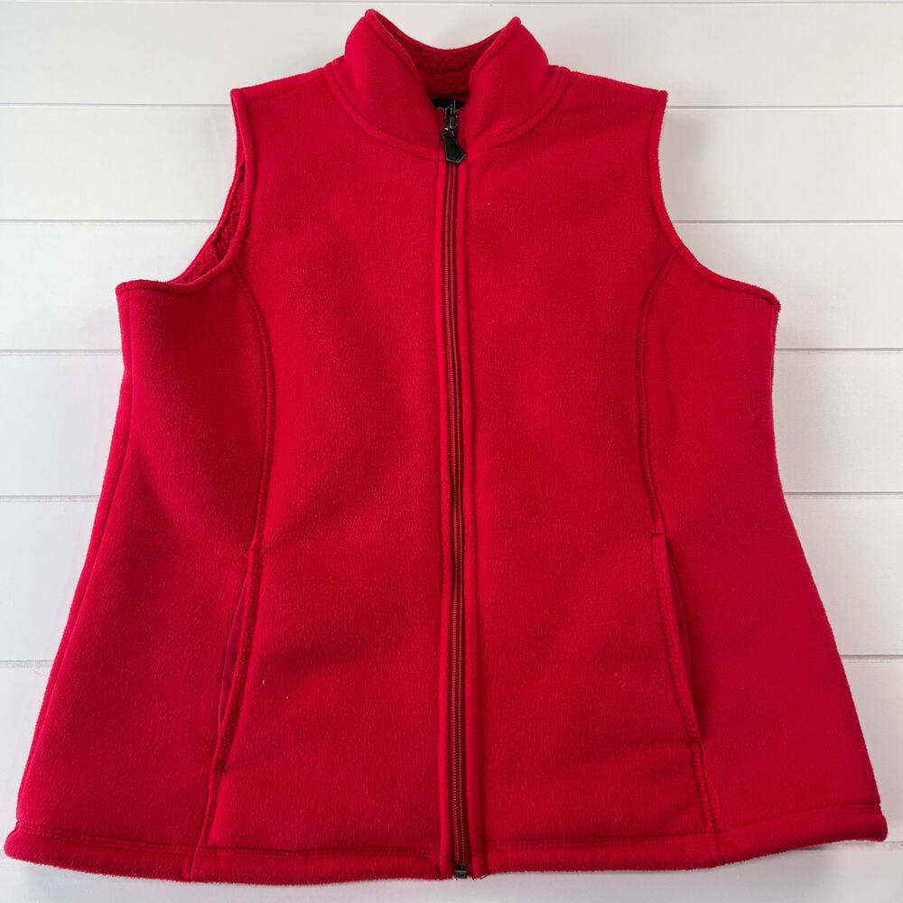 Erika Red Vest Fleece Sherpa Lined Women's size Small Petite SP